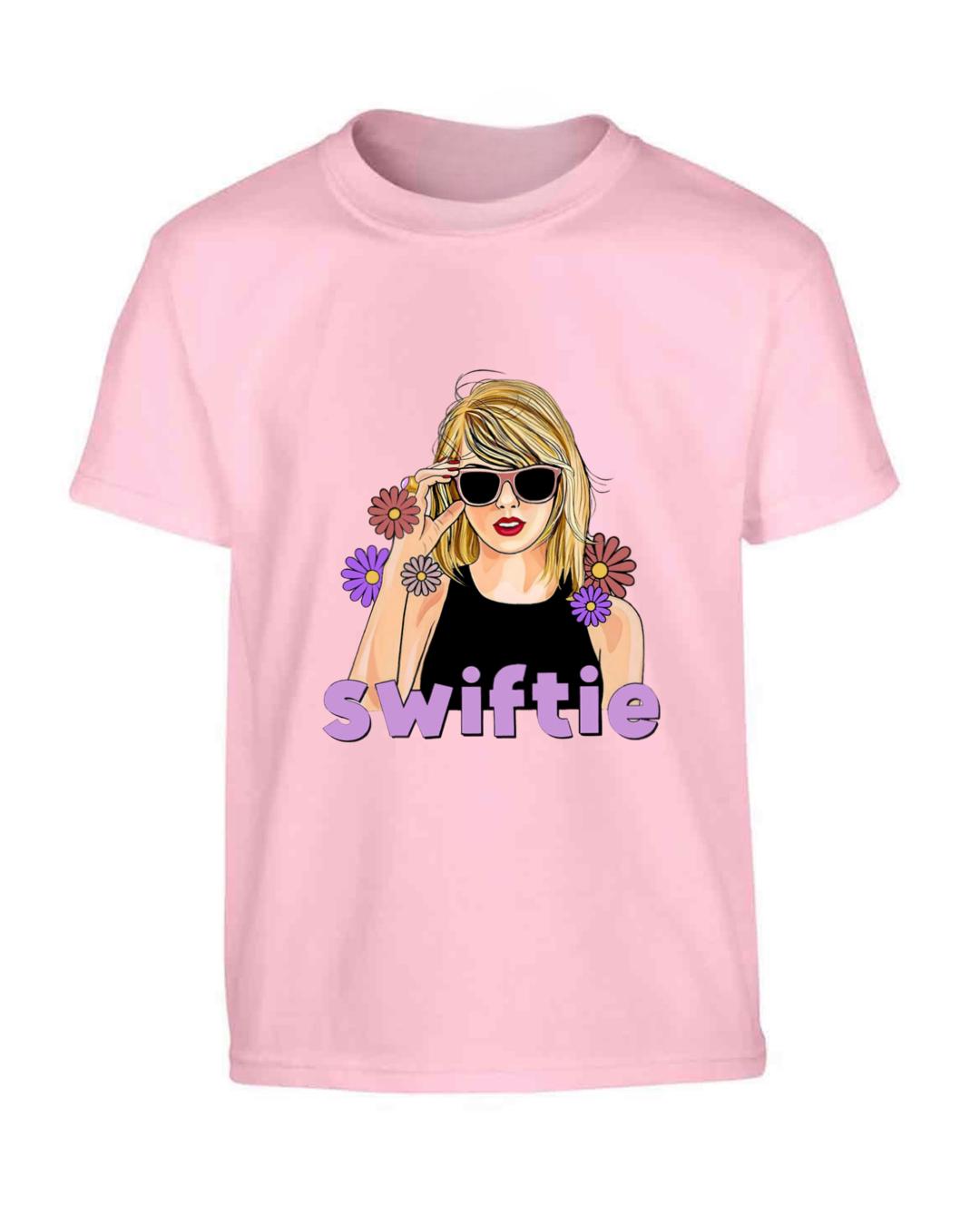 swiftie Tshirt available in white or baby pink