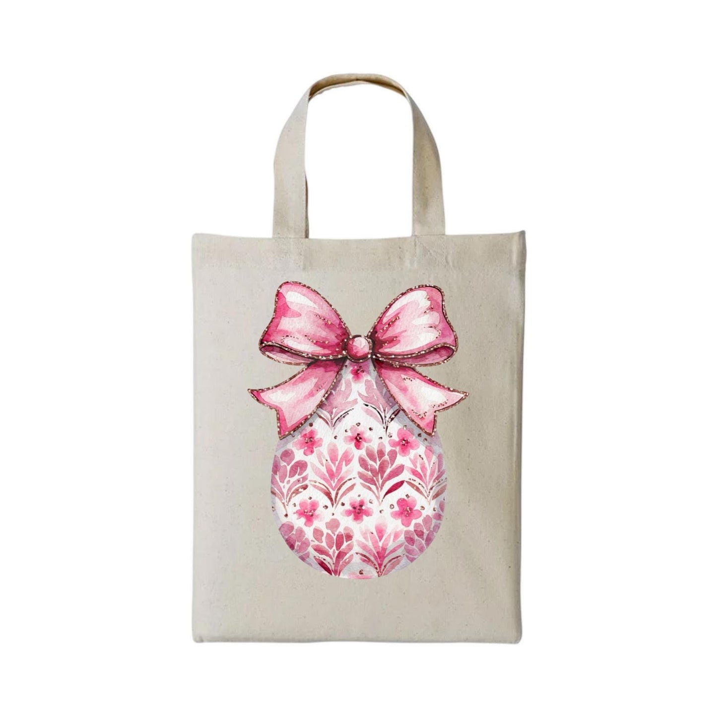 Personalised Easter bags, pink  ribbon egg